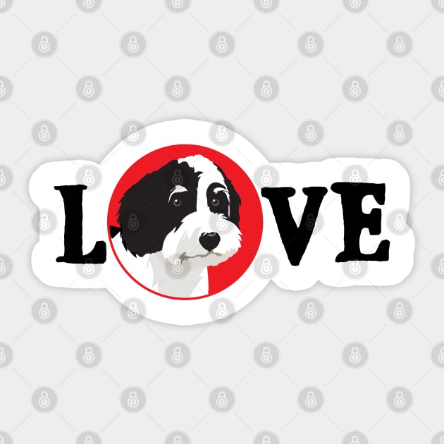 Bernedoodle dog LOVE Sticker by HotPinkStudio.Me